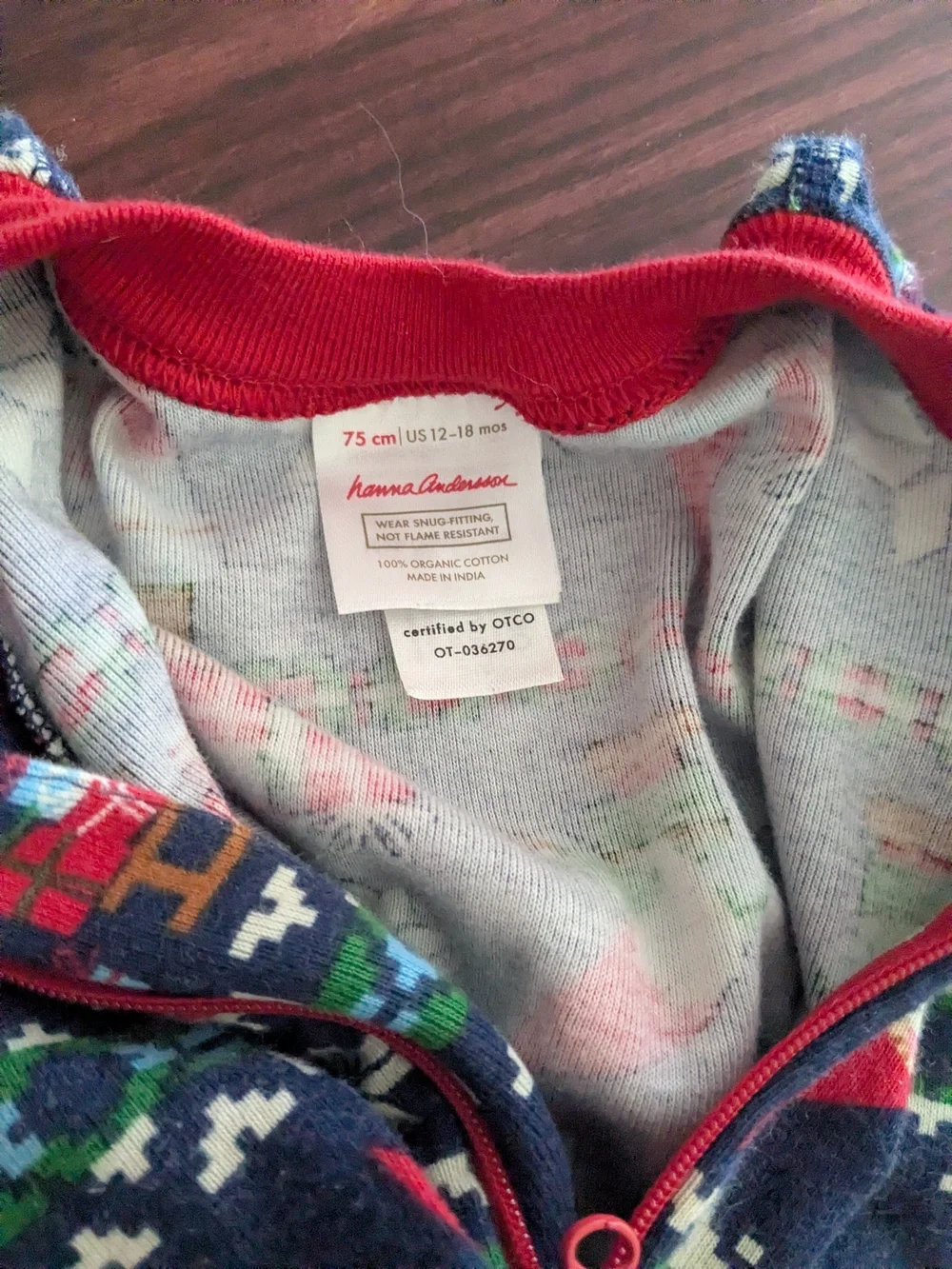 Hanna Andersson Kids Holiday Zip Pajamas - Green & Navy 12-18 months